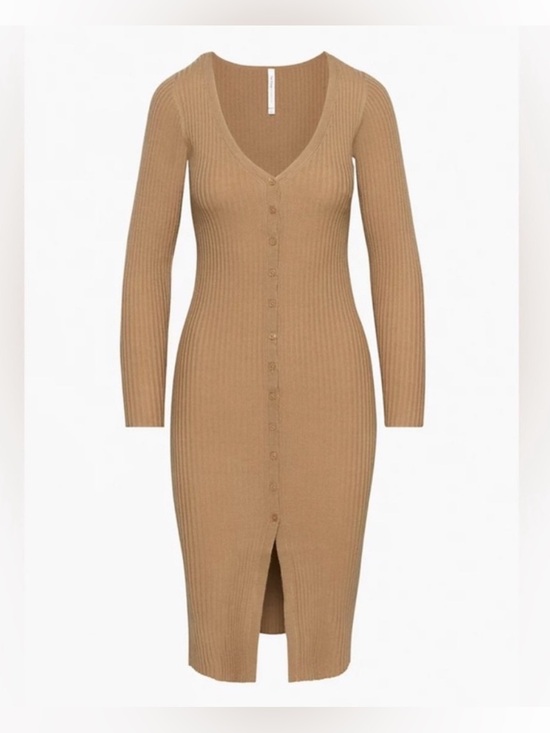 Babaton Dresses & Skirts - The Group Babaton Tan Long Sleeve Midi Sweater Dress L
